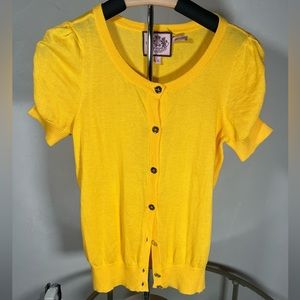 Vintage Juicy Couture Women's Yellow Button-up Blouse, small